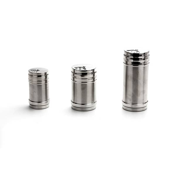 alt="3-Way Stainless Steel Salt Pepper Dispenser 150mm - Pack of 6"