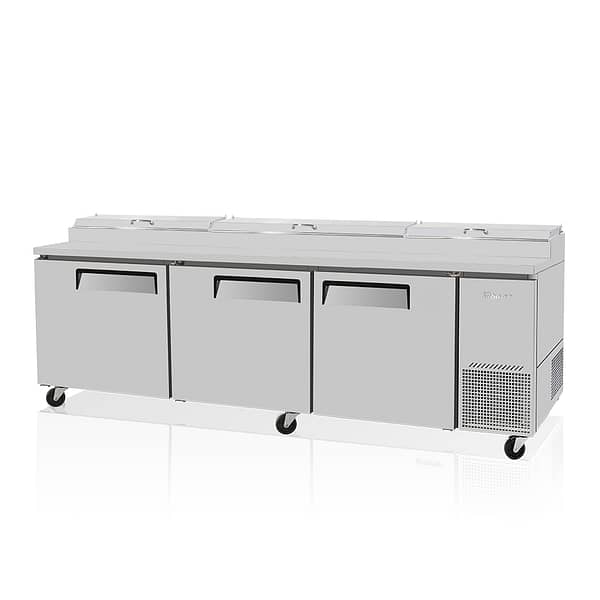 Turbo Air Pizza Prep Table 3 Door / Chill Air blown over Pans Stainless Steel / 878L