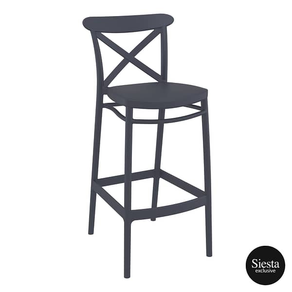 Commercial Grade Anthracite Cross Barstool 75 - Heavy Duty Bar Stool by Siesta, Turkey