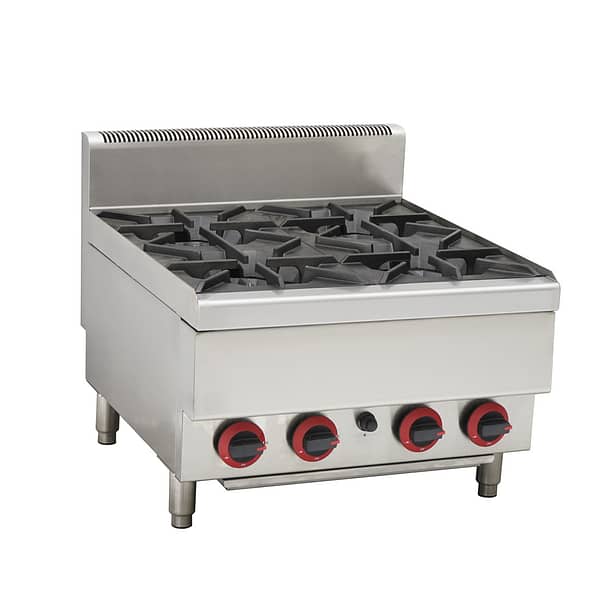 Gasmax JUS-TR-4B 4 Burner Benchtop Gas Cooktop with Splashback, NG, 98MJ/h