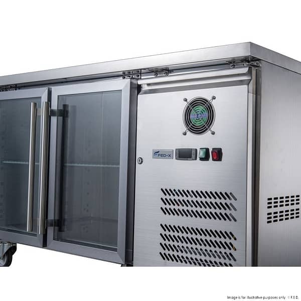FED-X XUB7C13G2V Two Glass Door Stainless Bench Fridge – 282L, Fan Forced - Image 5