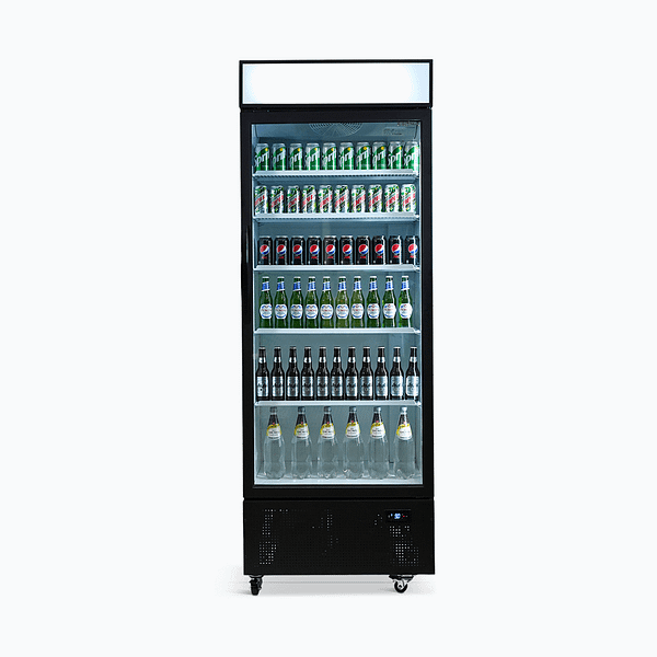 Bromic GM0690LB Upright Display Fridge with 659L Capacity, LED Lightbox, Black Finish
