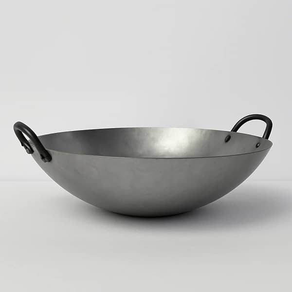 Kitchen Knock 403552 24-Inch Steel Wok with ears, round base, ideal for high-heat commercial stir-fry cooking