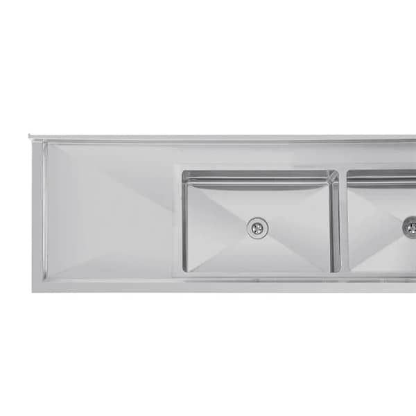 Vogue HC909 Double Bowl Sink – 2400mm Double Drainer with Splashback - Image 2