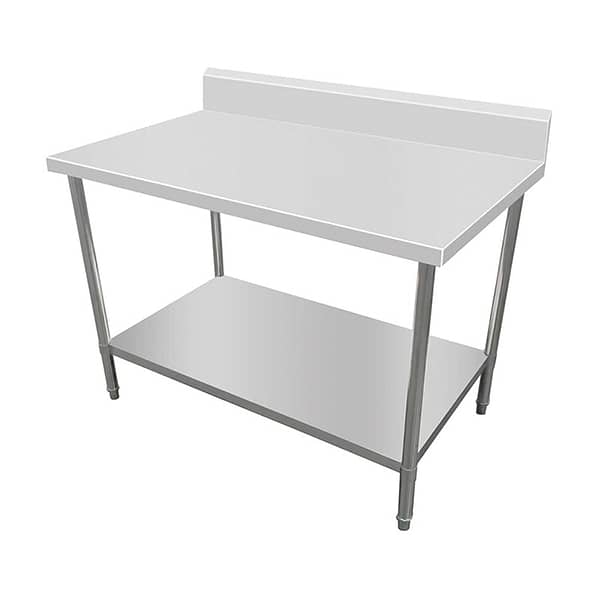Kitchen Knock Stainless Steel Work Bench with Timber Layer Splashback 300x700mm