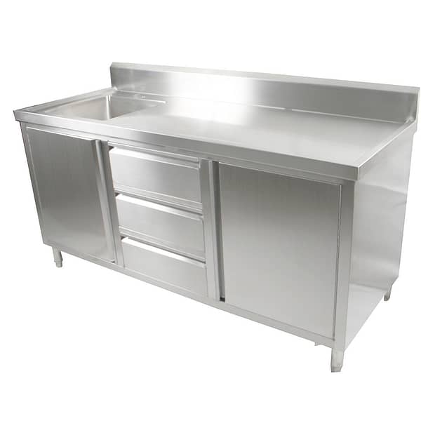 FED SC-6-2100L-H Stainless Steel Cabinet with Left Sink - Commercial Use