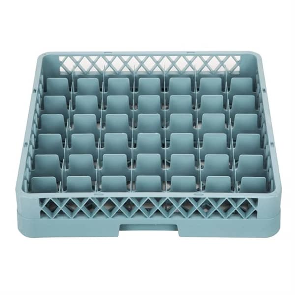 Vogue F615 glass rack with 49 compartments, 500mm, grey plastic – top view, Australia