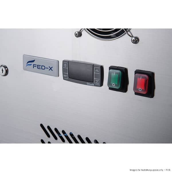 FED-X XUB7C18G3V Three Glass Door Stainless Bench Fridge – 417L, Fan Forced - Image 5
