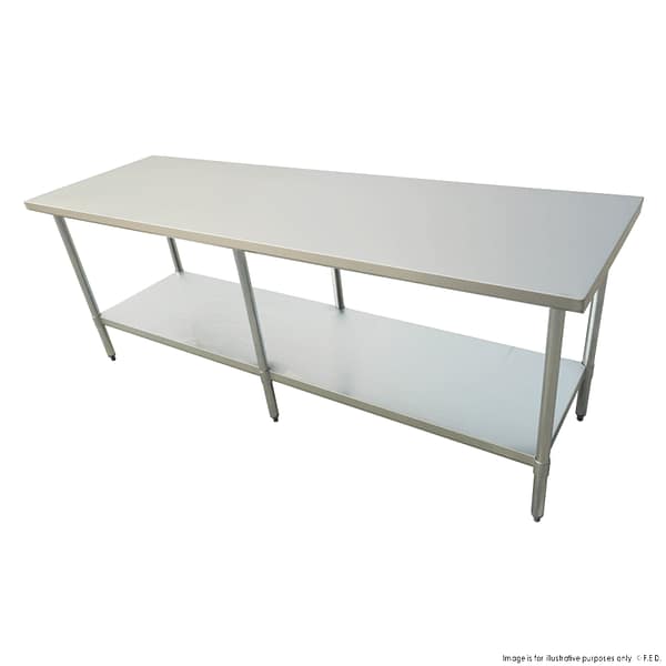 FED 2400-6-WB stainless steel table 2400x600x900mm, 304 grade, 6-leg commercial workbench – Australia