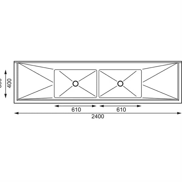 Vogue HC909 Double Bowl Sink – 2400mm Double Drainer with Splashback - Image 5