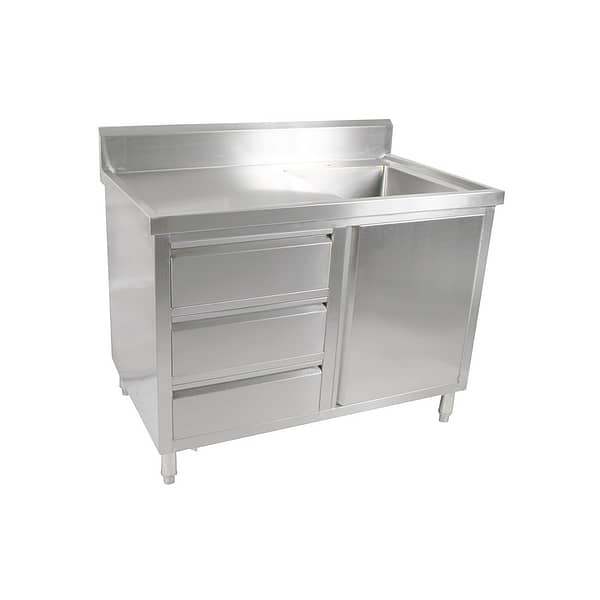 FED SC-6-1200R-H Stainless Steel Right Sink Cabinet, 1200mm, Modular Storage, Commercial Kitchen