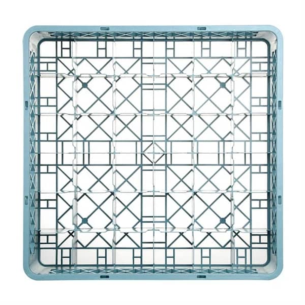 Vogue F614 glass rack with 36 compartments, 500mm, grey plastic – top view, Australia
