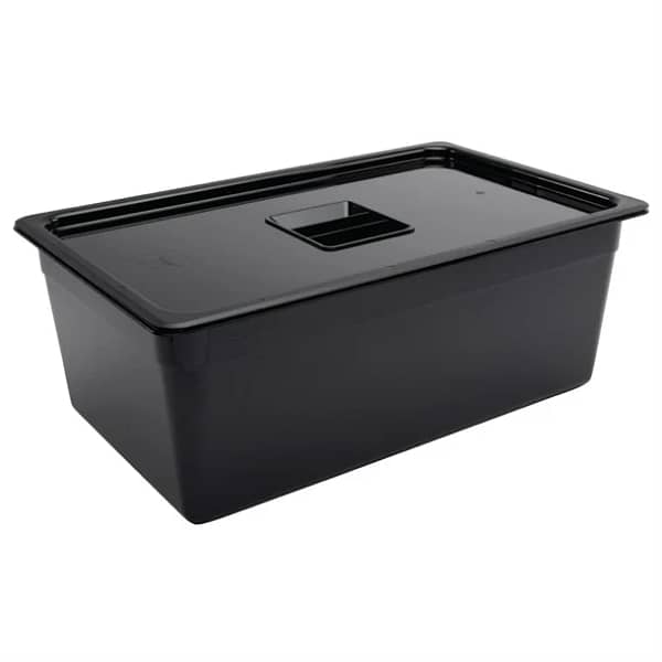 Vogue U457 Black Polycarbonate GN Pan – 1/1 GN x 200mm, 26L Capacity - Image 3