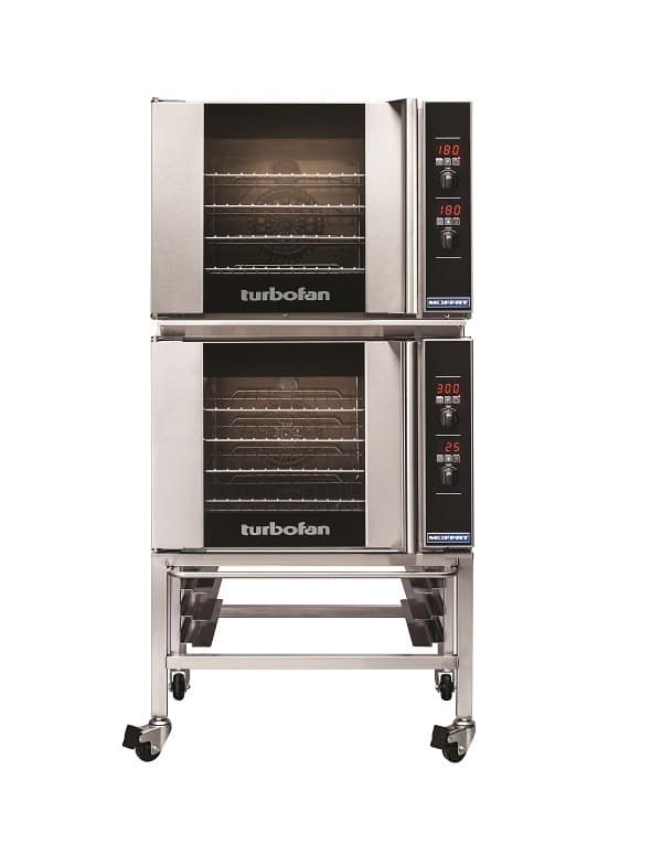 Turbofan E31D4-2C - 2x Full Size Convection Oven Double Stacked with Castor Base Stand