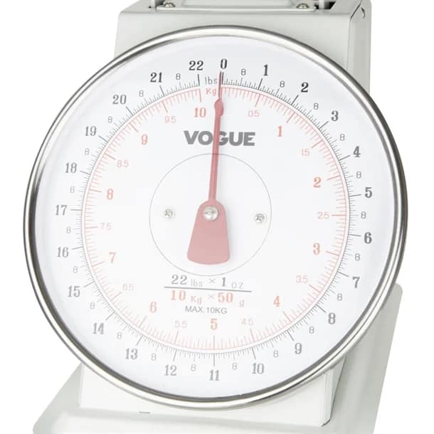 Vogue Stainless Steel Flat Top Kitchen Scale - 10kg, Grad. 50g, Code: F175 - Image 4