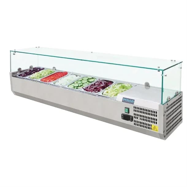 Polar G609-A Countertop Prep Fridge – 7×1/4GN, Glass Surround - Image 2