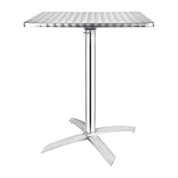 Bolero CG838 square stainless steel flip-top table 600mm, café patio outdoor nesting table, Australia