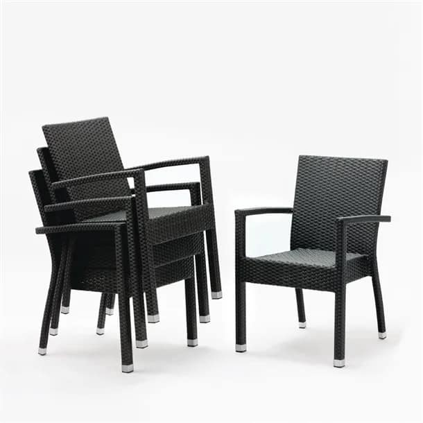 Bolero PE Wicker Armchairs Charcoal - Set of 4 | Outdoor Seating