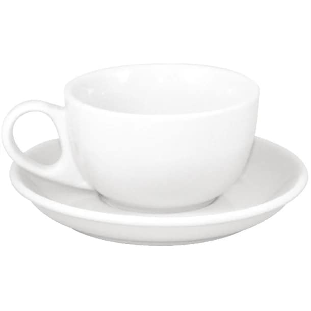 Olympia S448 Athena 8oz white porcelain coffee cups & saucers – 48 pack for hotels & cafés – Australia