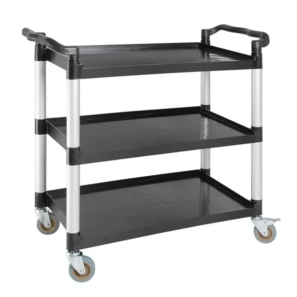 Kitchen Knock Black 3-Tier Polypropylene Trolley – 1000x500x980mm, 200kg Capacity