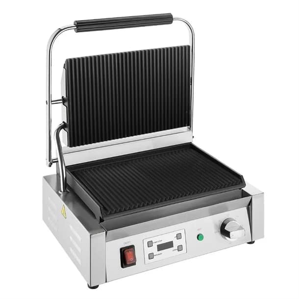 Apuro CU608-A Extra Large Contact Grill - Ribbed Plate for Commercial Use