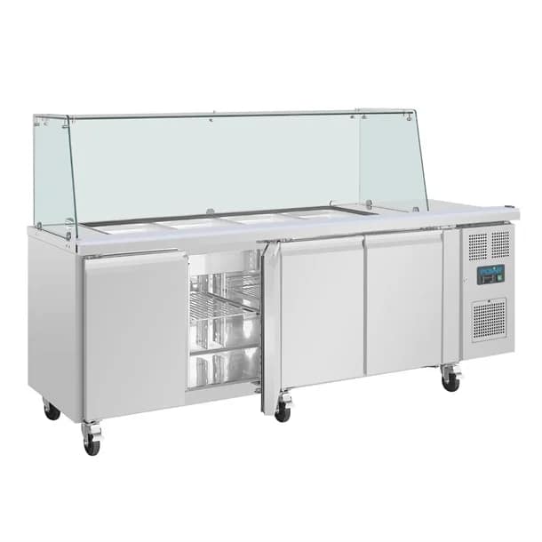 Polar UA019-A 4-Door GN Saladette Counter – Square Sneeze Guard, 476L - Image 12