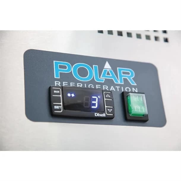 Polar U-Series Refrigerated GN Counter Saladette with Sneeze Guard - 3 Door - Image 3