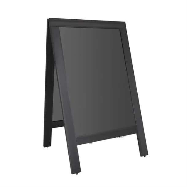 Olympia CU993 black wooden A-frame pavement board 700×1200 mm double-sided chalkboard – Australia