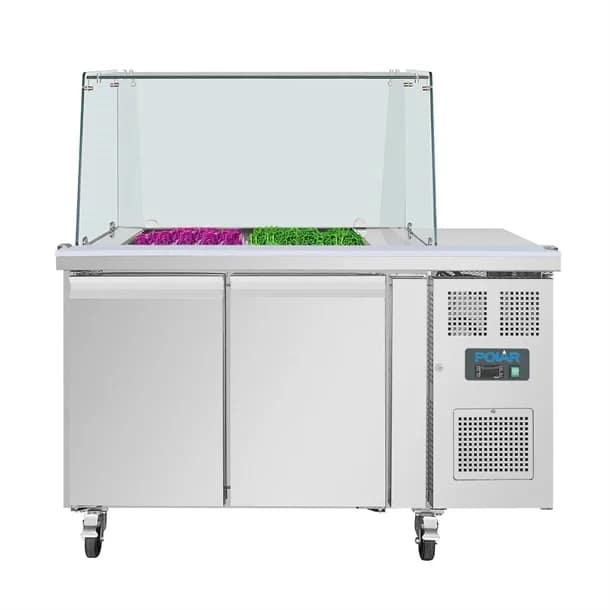 Polar U-Series GN Counter Saladette with Square Sneeze Guard - 2 Door - Image 7