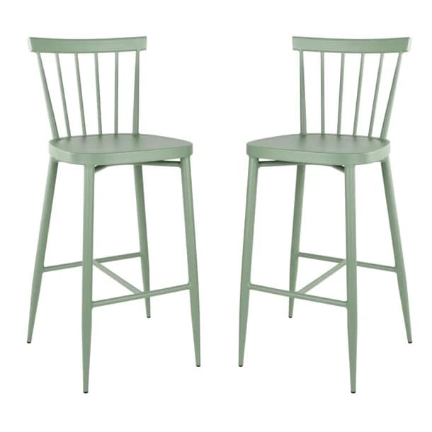 Bolero DX689 green aluminium Windsor high stools, stackable lightweight outdoor bar stools set of 2, Australia