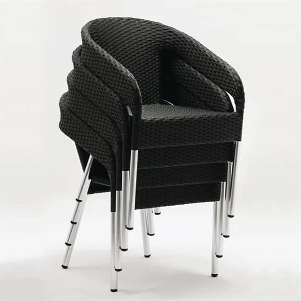 Bolero CG223 Wicker Wraparound Bistro Chairs – Charcoal