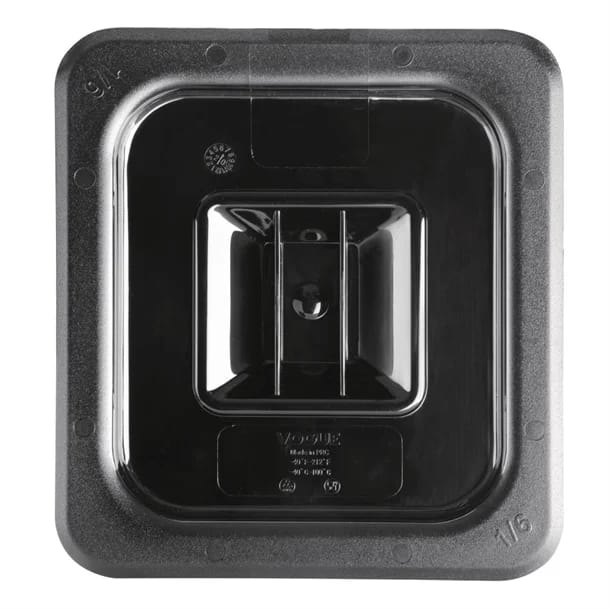 Vogue U478 Black Polycarbonate Gastronorm Lid for 1/6 GN Containers, Durable and Dishwasher Safe