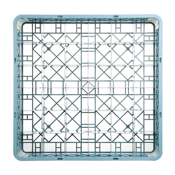 Vogue F614 glass rack with 36 compartments, 500mm, grey plastic – top view, Australia