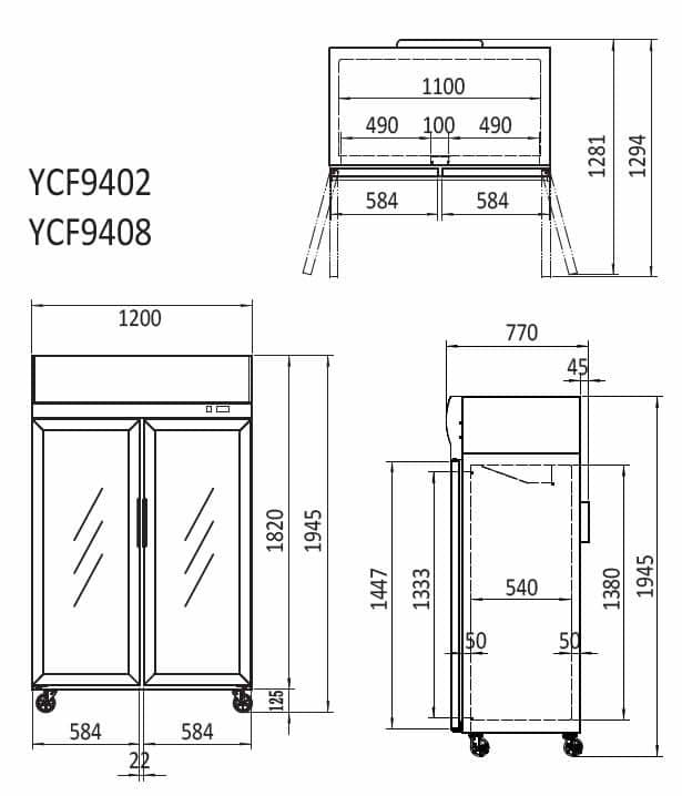 Atosa YCF9408 Double Glass Door Freezer | 900L Upright Display - Image 2