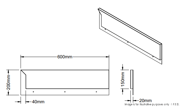 FED Modular Systems WBB6-SB Splashback Extension – 600mm - Image 2