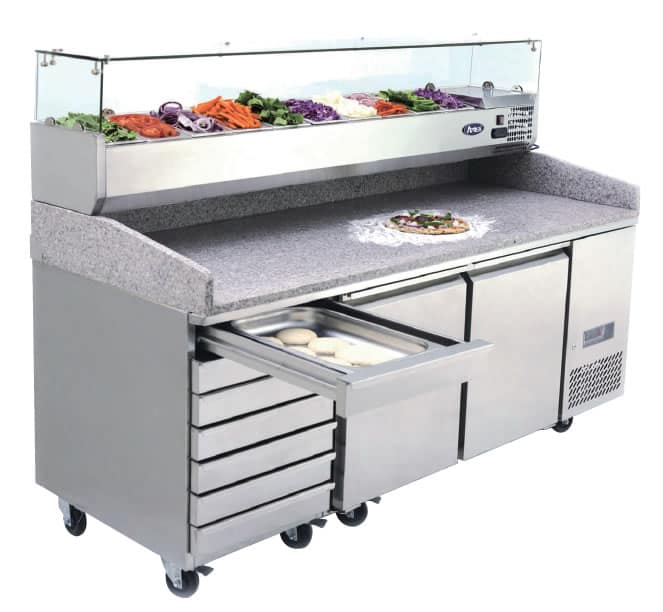 Atosa EPF3480 Two-Door Pizza Table Fridge with Drawers – 2010mm