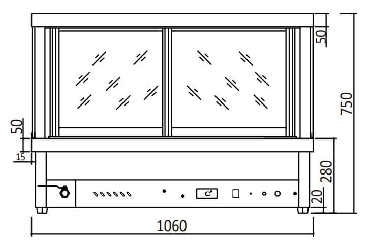 Atosa CRB-12 Square Glass Hot Food Display – 12 Pan Wet & Dry Bain Marie - Image 3