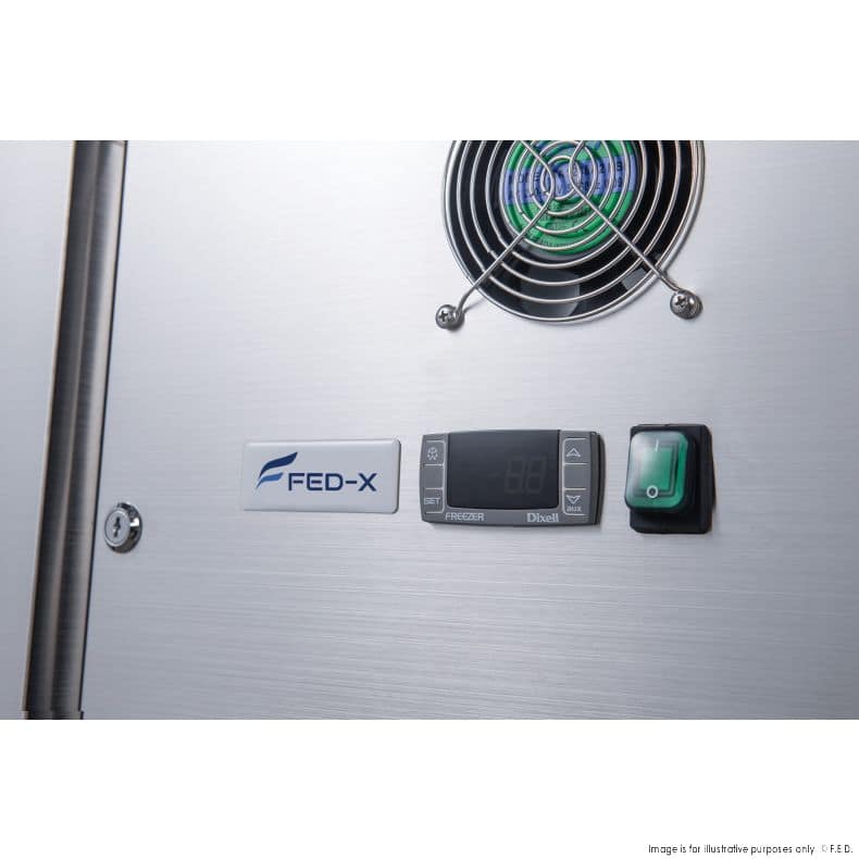 FED-X XUB6F13S2V Stainless Two Door Bench Freezer – 228L, R290, Digital - Image 3