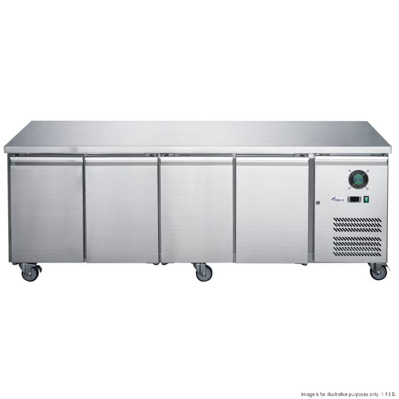 FED-X XUB6C22S4V Four Door Stainless Steel Bench Fridge with 449L Capacity
