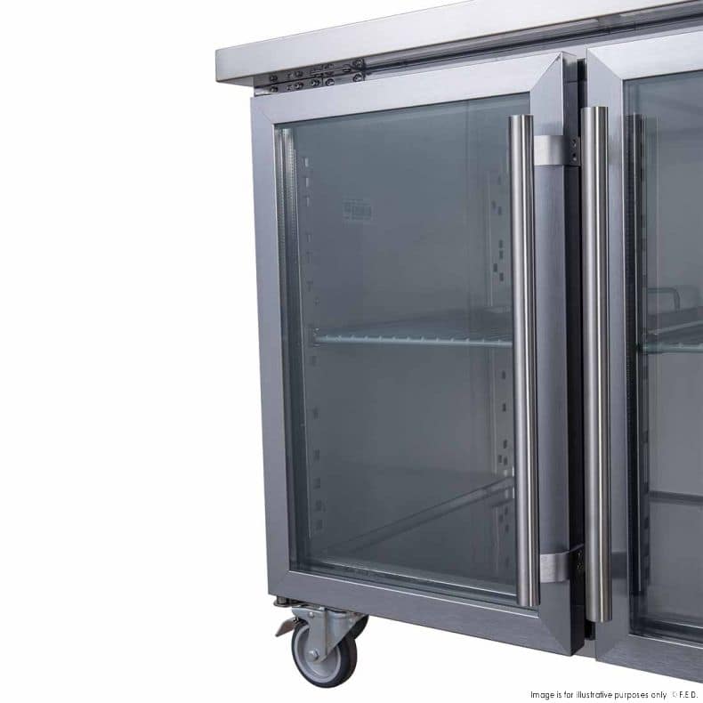 FED-X XUB6C13G2V Two Glass Door Bench Fridge – 228L | KW Commercial Kitchen - Image 4