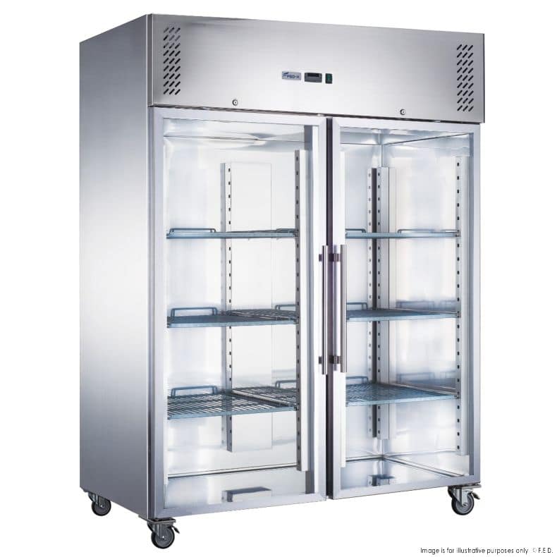 FED-X XURC1200G2V Two Full Glass Door Upright Display Fridge, 1236L Capacity