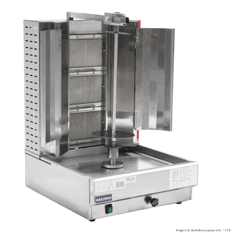 GasMax KB-3 Semi-Automatic 3 Burner Kebab Machine – NG, 29kg, Stainless Steel - Image 4