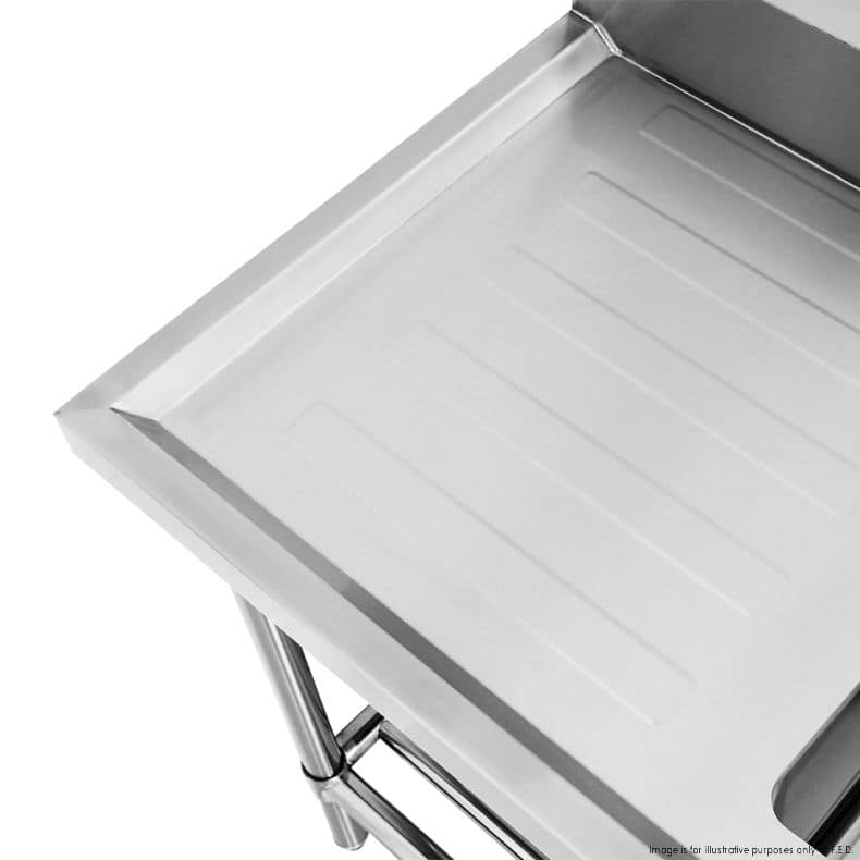 FED SSB6-1500L/A Single Left Sink Bench – 1500mm Stainless Steel - Image 2