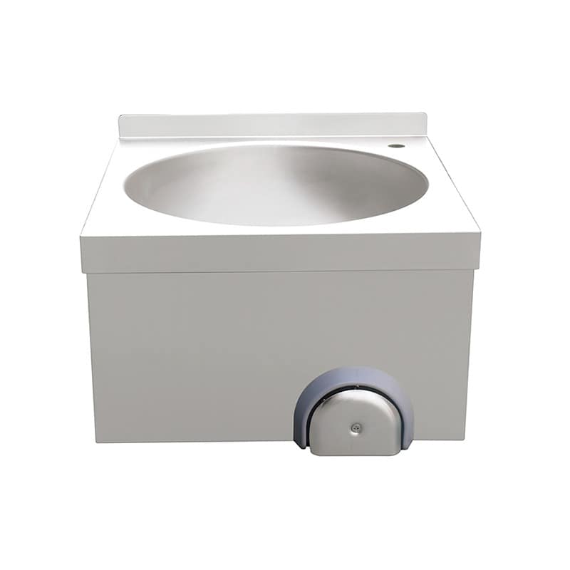 Kitchen Knock 631193 knee-operated wall-mounted stainless steel hand basin for hands-free hygiene