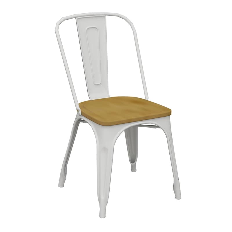 Durafurn Riviera White Chair with Timber Seat - Pack of 4
