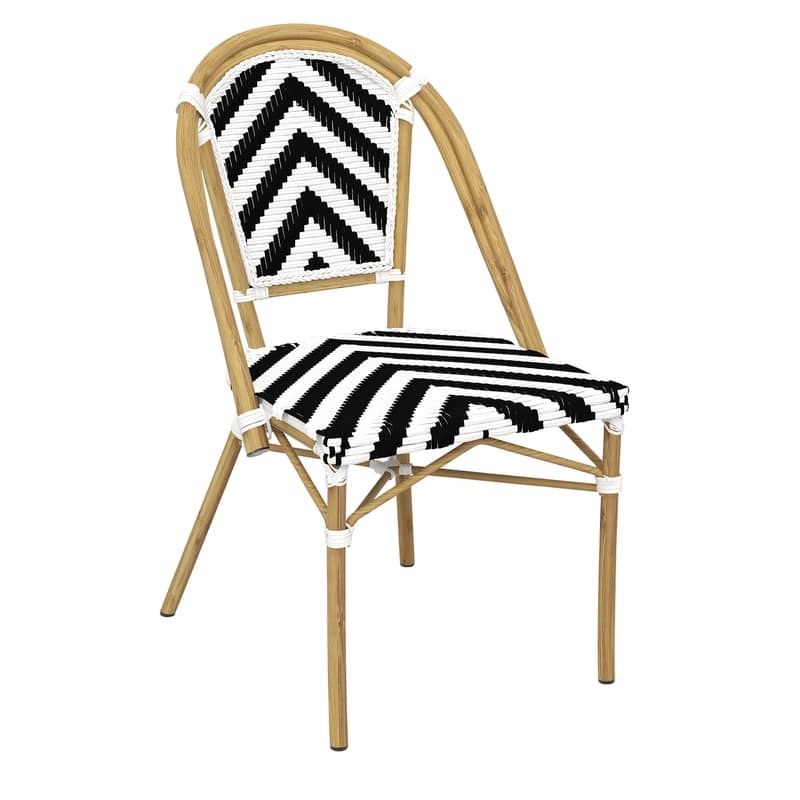Eiffel Chair with Natural Frame and Black/White Chevron - Durafurn®