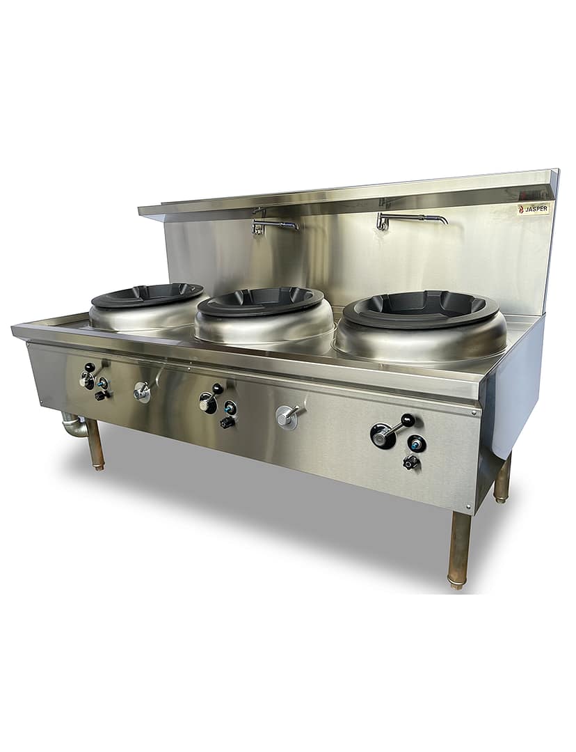 JASPER JA-3CB-N Triple Wok Range | NG Chimney Burner Cooktop - Image 3