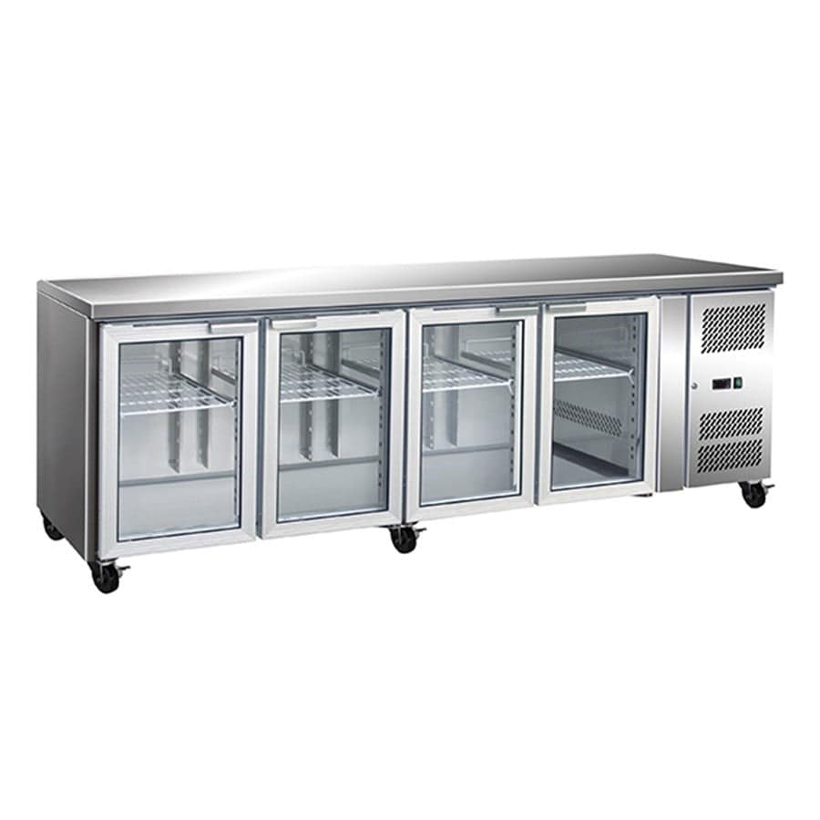 Thermaster GN4100TNG 4 Glass Door Bench Fridge – 616L, Auto Defrost - Image 2