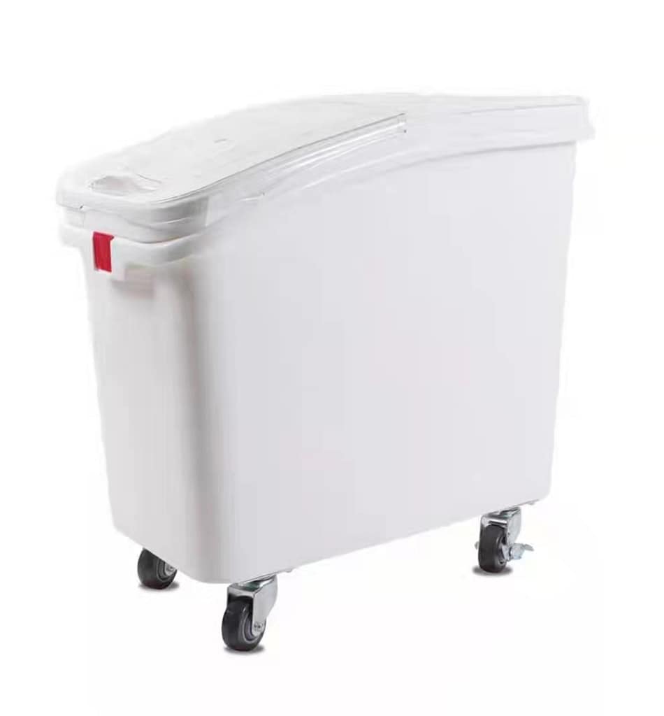 Kitchen Knock 81L Ingredient Bin with Scoop – White Food-Grade Storage Solution with Compact Design