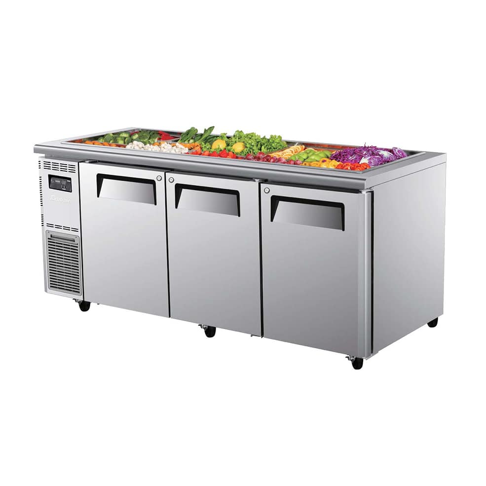 Turbo Air KSR18-3(HC) salad buffet table fridge 516L, 3 solid doors, 1800mm wide, stainless steel – Australia